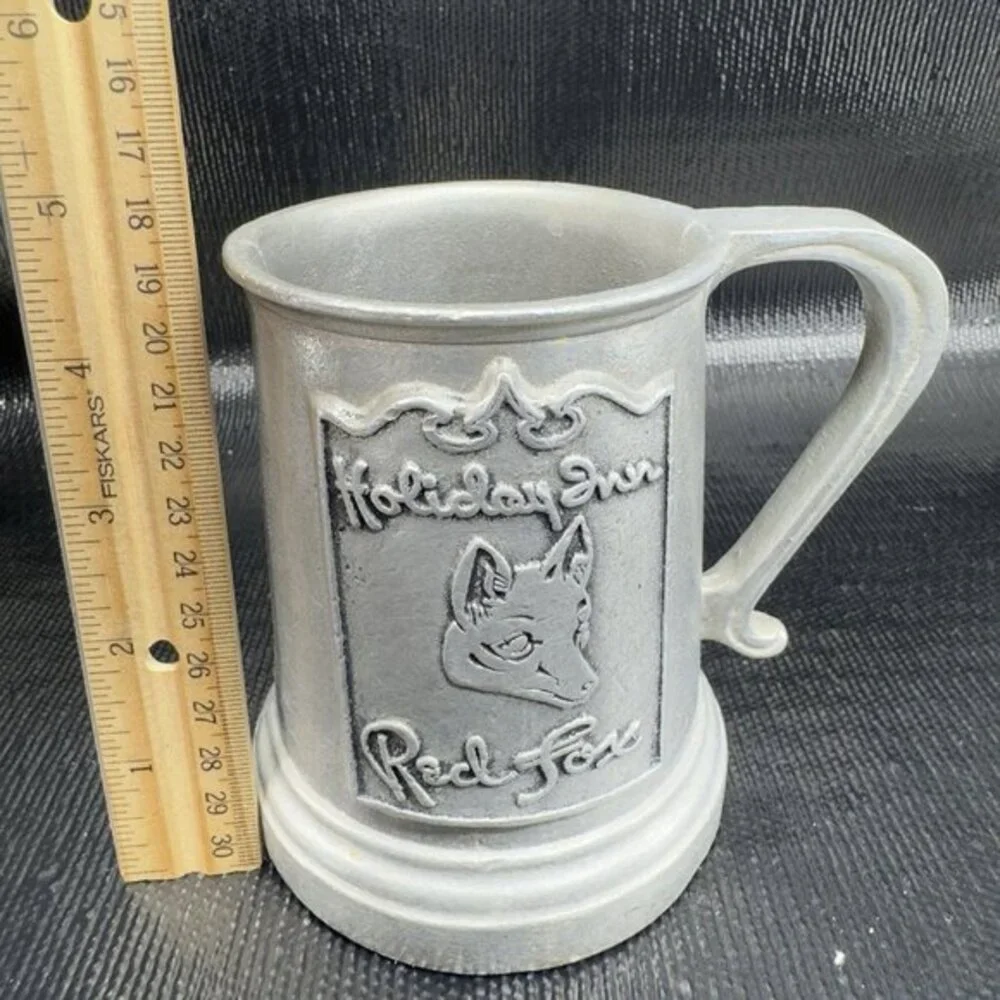 Vintage Holiday Inn Red Fox Metal Stein Mug Cup BarWare Beer‎ Mug Fox Logo Mug